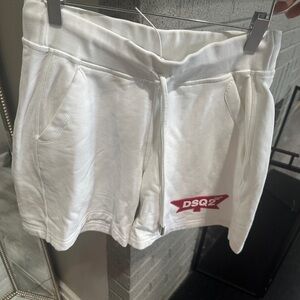 DSQUARED2 White Shorts with Red Accent